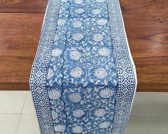 Hand Block print 100% cotton canvas table runner