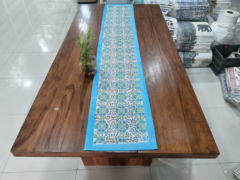Hand Block Print 100 Cotton Canvas Table Runner Etsy Australia