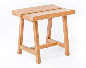 Solid Oak Wood Stool, Handmade Wooden Stool, Wood Bathroom Stool, Step Stool, Small Wooden Bench