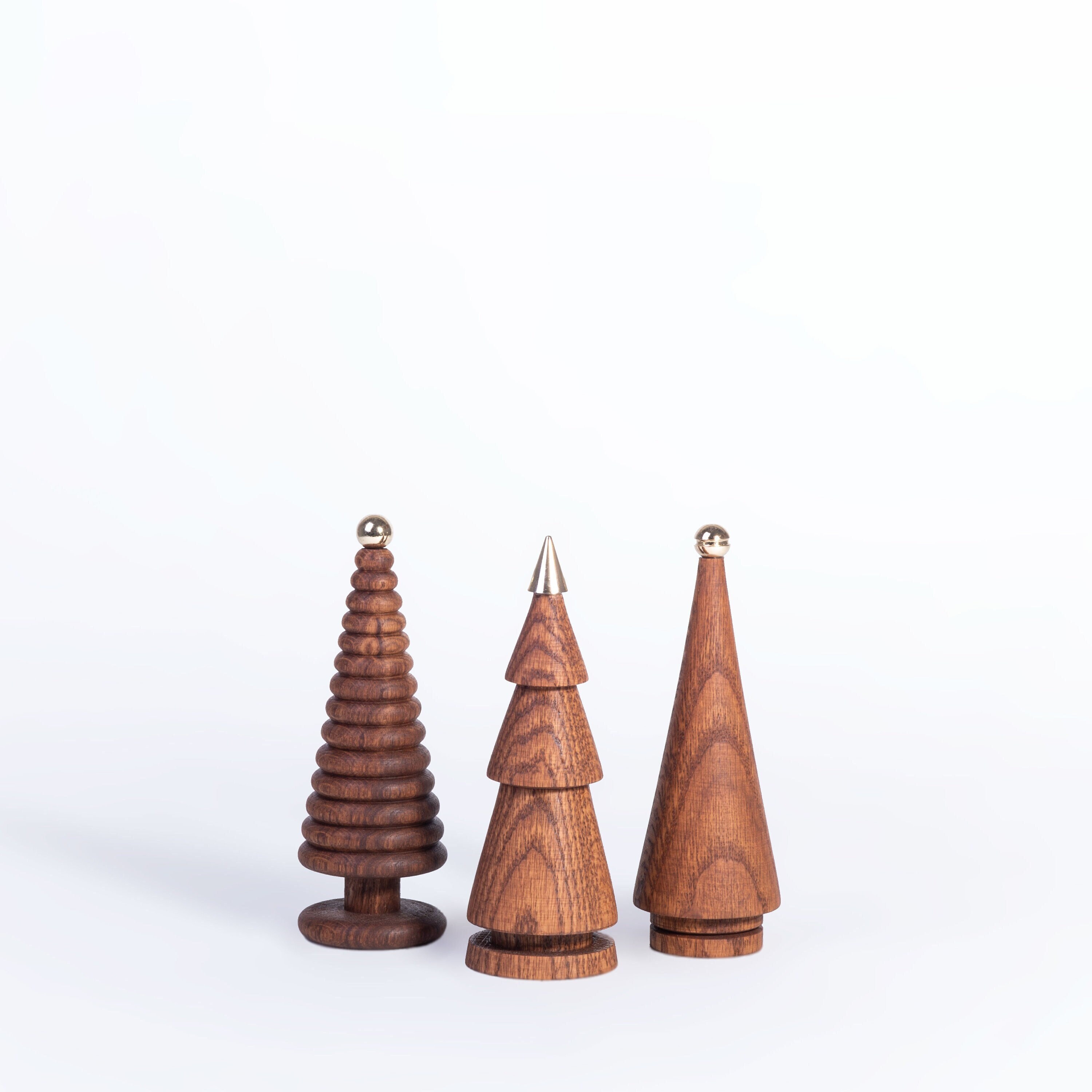 Triple Arbre de Noël en Bois avec Laiton