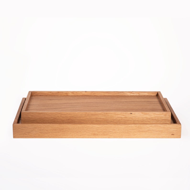 Oak Servingtray Set, Table Organizer, Minimal and Scandinavian Tray Etsy