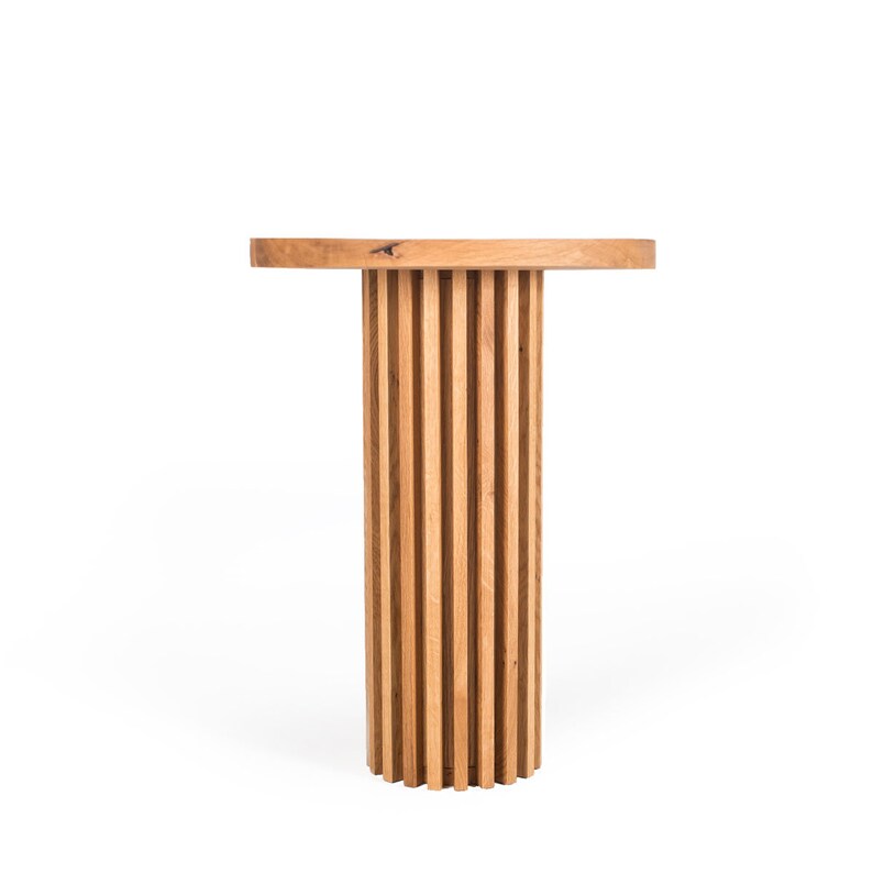 Docia / Solid Oak Wood Side Table, 17 Inch, Oak Wood Modern Table