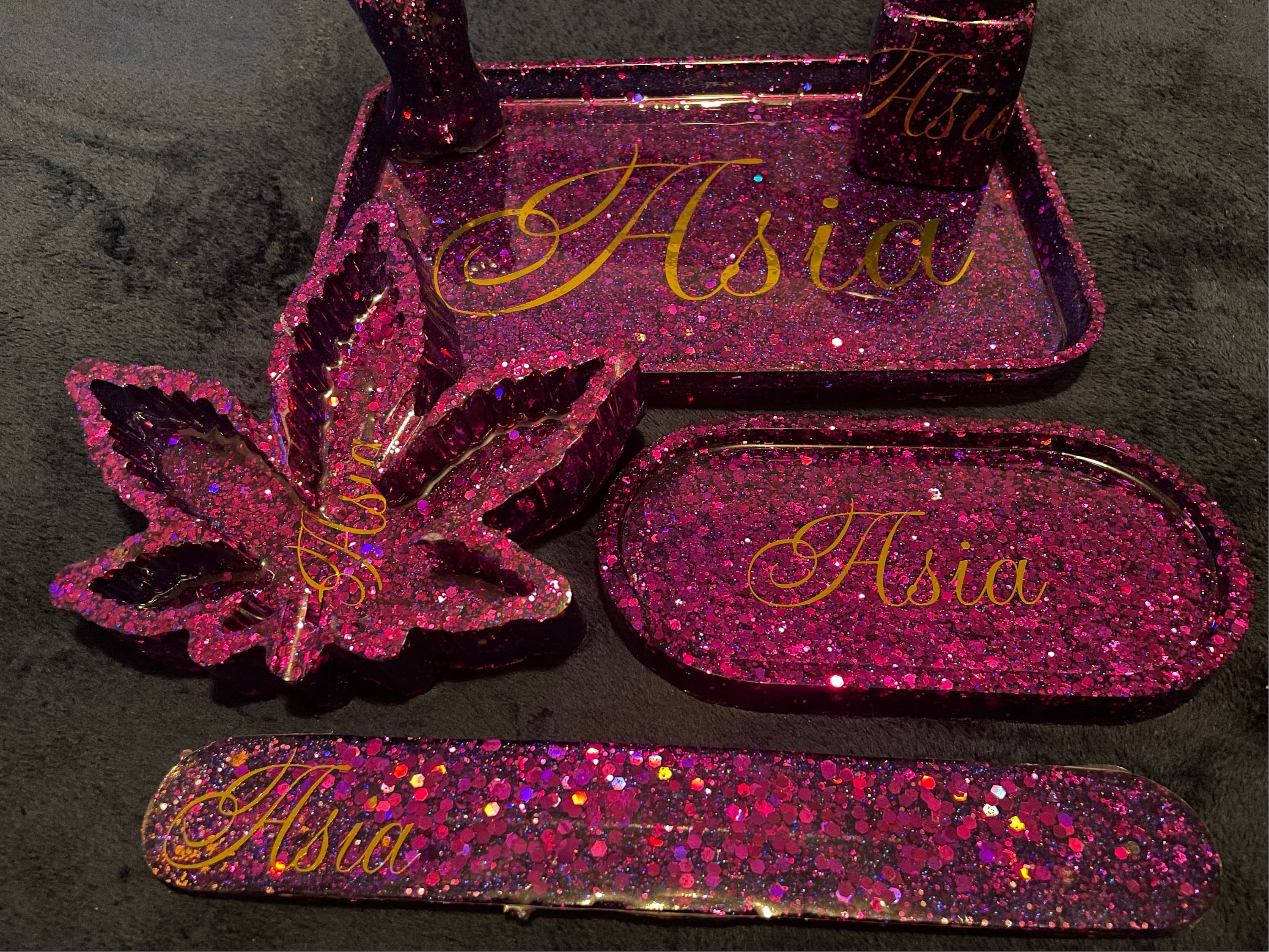 Moon and Sun Purple Rolling Tray Set Plastic Grinder Juicy Jay Rolls Doob  Tube