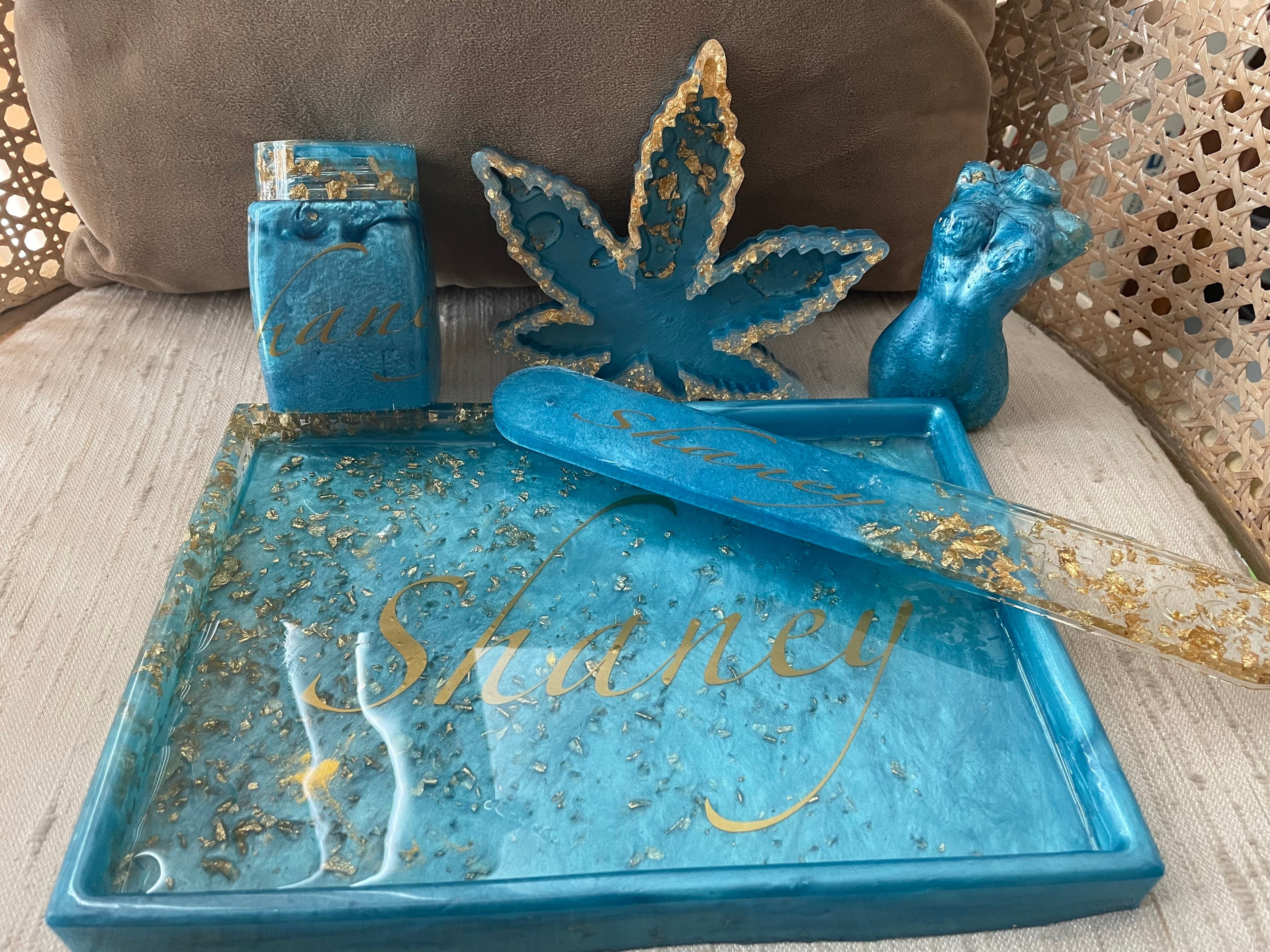 Custom Rolling Tray Stoner Custom Trays Gift for Her Gift for Him Tray  Bundle Rolling Tray Grinder Resin Tray Resin Ashtray 