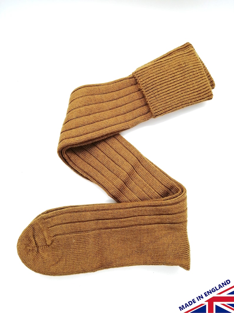 90% British wool wellington sock long knee high turn over | Etsy