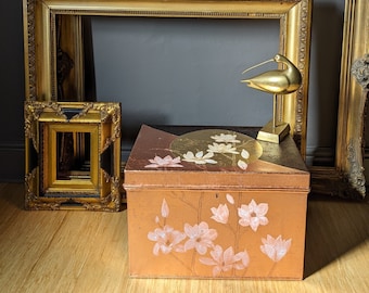 Sunshine Magnolia ~ Gilded Vintage Trunk with Hand Painted Magnolia