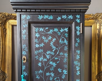 SOLD Midnight Sycamore ~ Hand Painted Vintage Pine Cabinet