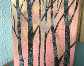 Vintage Wall Cabinet Display Box with Tree Silhouettes