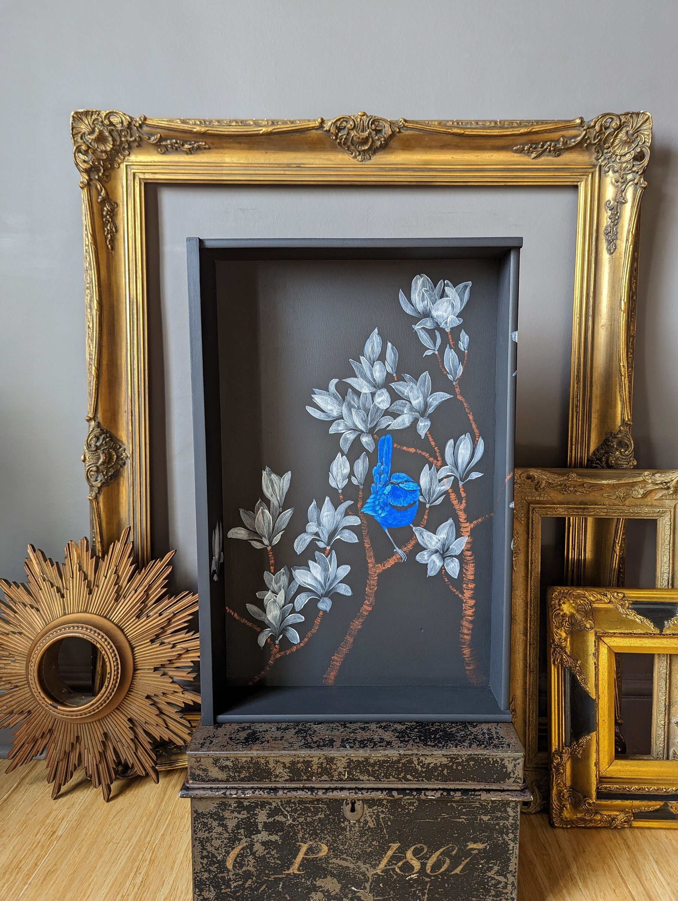 Little Blue Wall Art Shelf Display Box Reimagined Mid Etsy UK