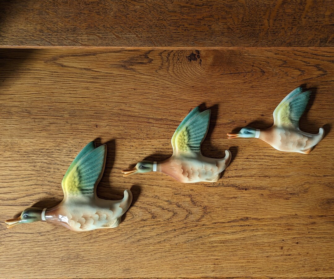 Vintage Keele Street Pottery Flying Wall Ducks Set Etsy UK
