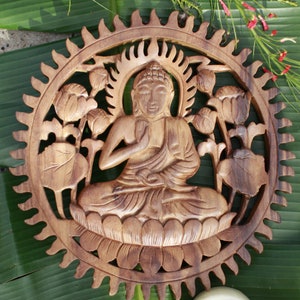 Buddha Wall Sculpture Panel Hand Carved Wood Tree of Life Wall Hanging Home Decor Handmade tree of life wall hanging