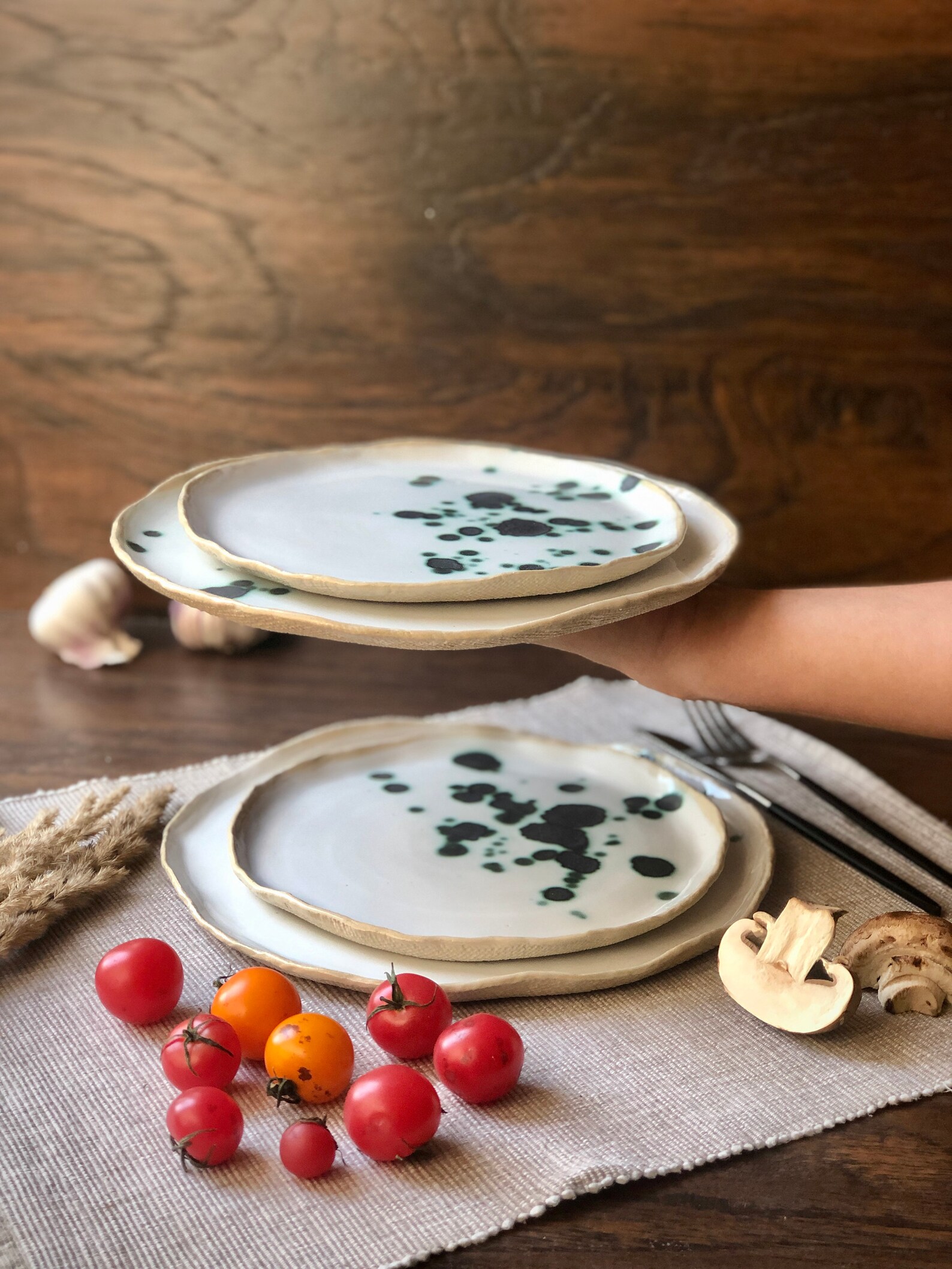 Ceramic Dinnerware Set of Dessert Dinner Plates / Soup Bowl | Etsy