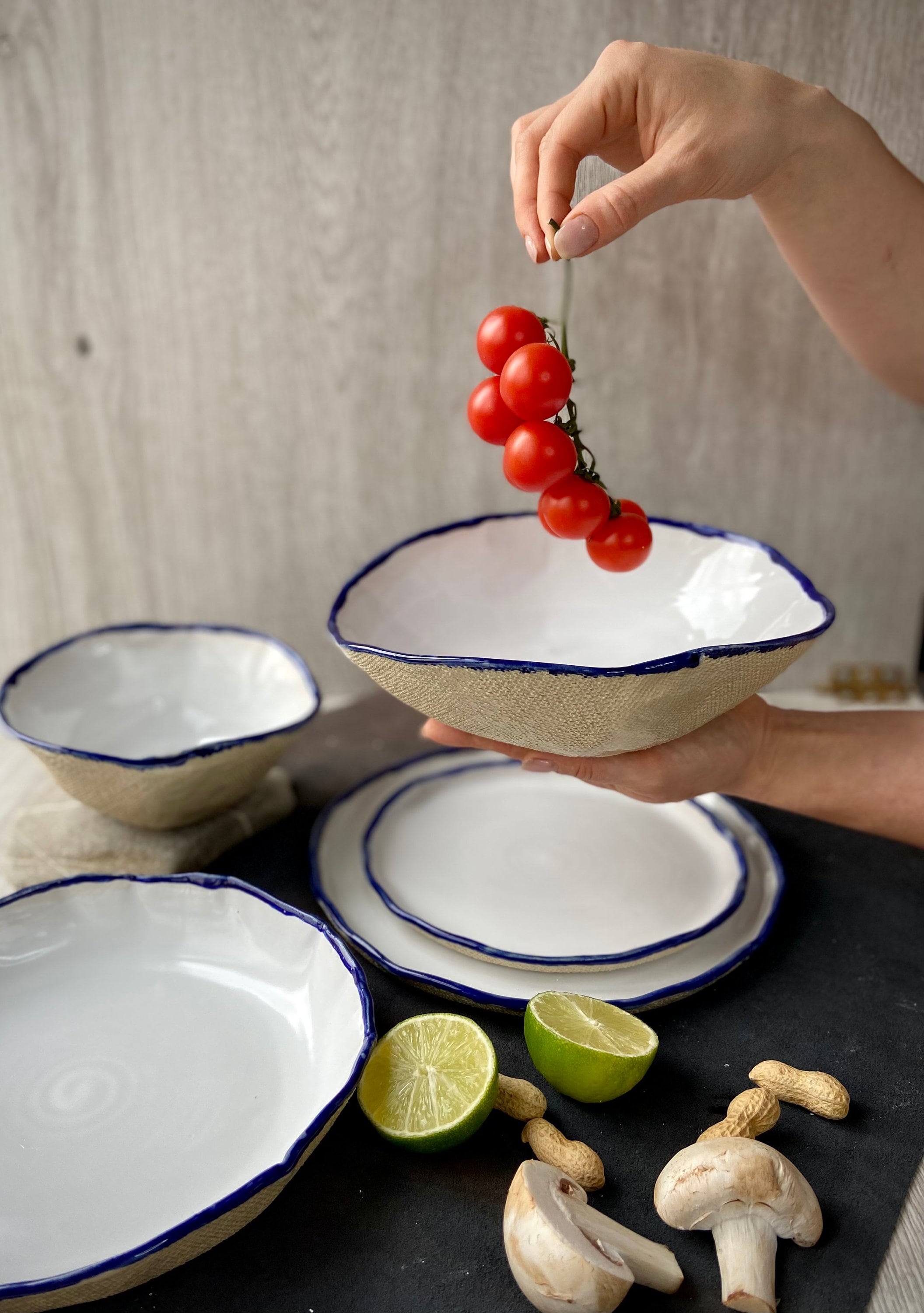 Organic Shaped Ceramic Salad/serving Bowl Sculpted Dinnerware Etsy