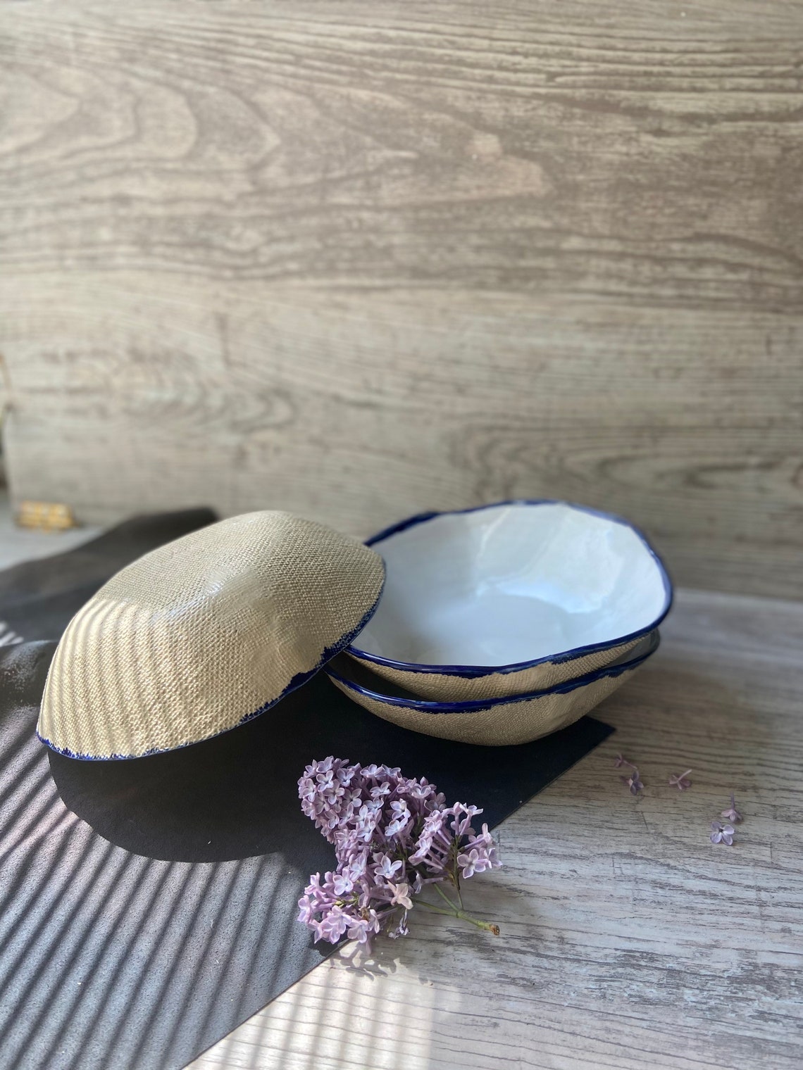 Organic Shaped Ceramic Salad/serving Bowl Sculpted Dinnerware Etsy