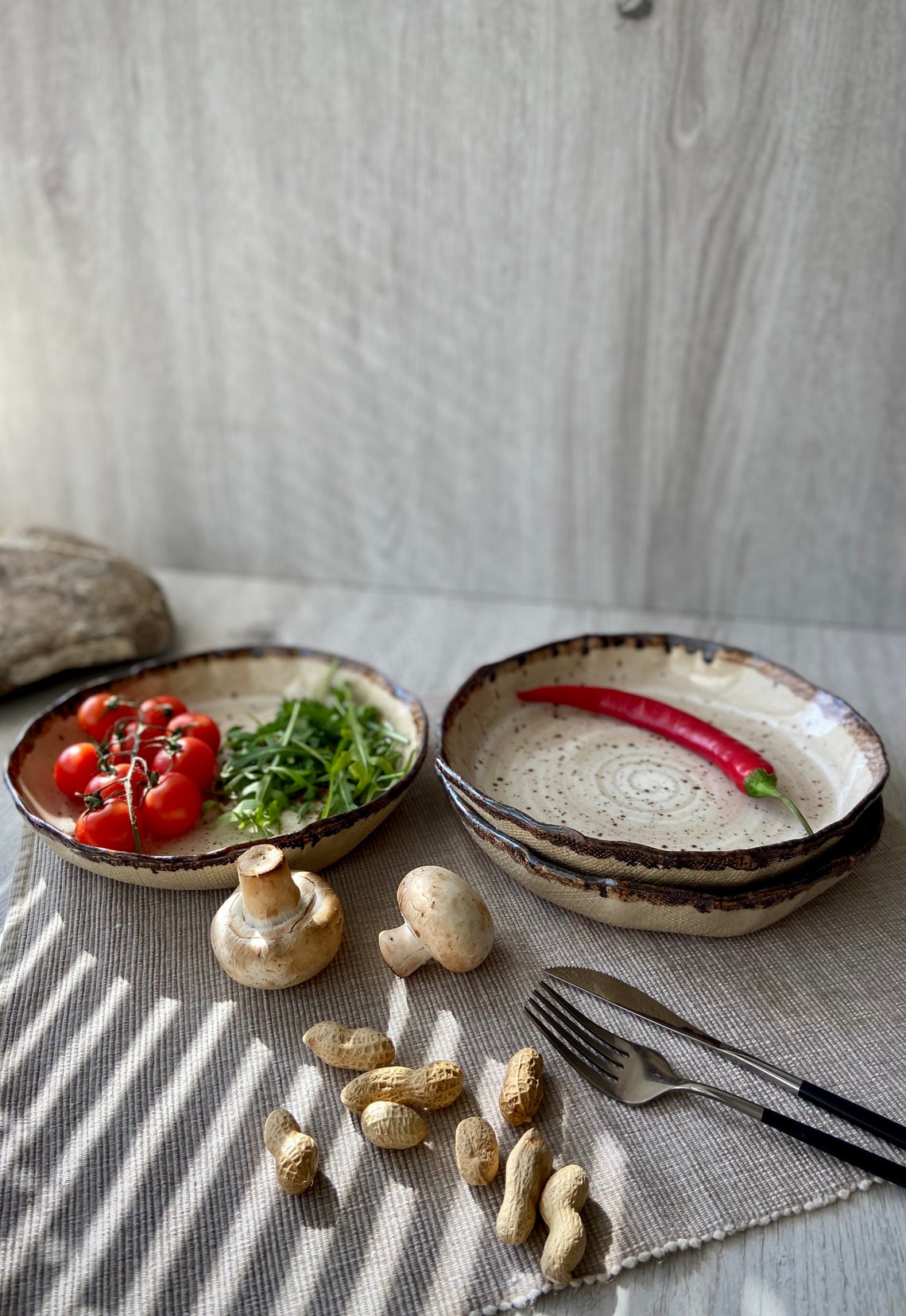 Rustic pasta bowls Unique stoneware cereal bowl Pottery Etsy