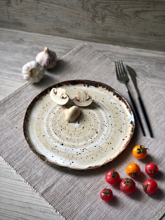 Rustic Dinner Plates 10 Natural Dinnerware Set Organic Look Stoneware Unique Handmade Pottery Kitchenware Modern Ceramic Art by Manya Etsy Canada