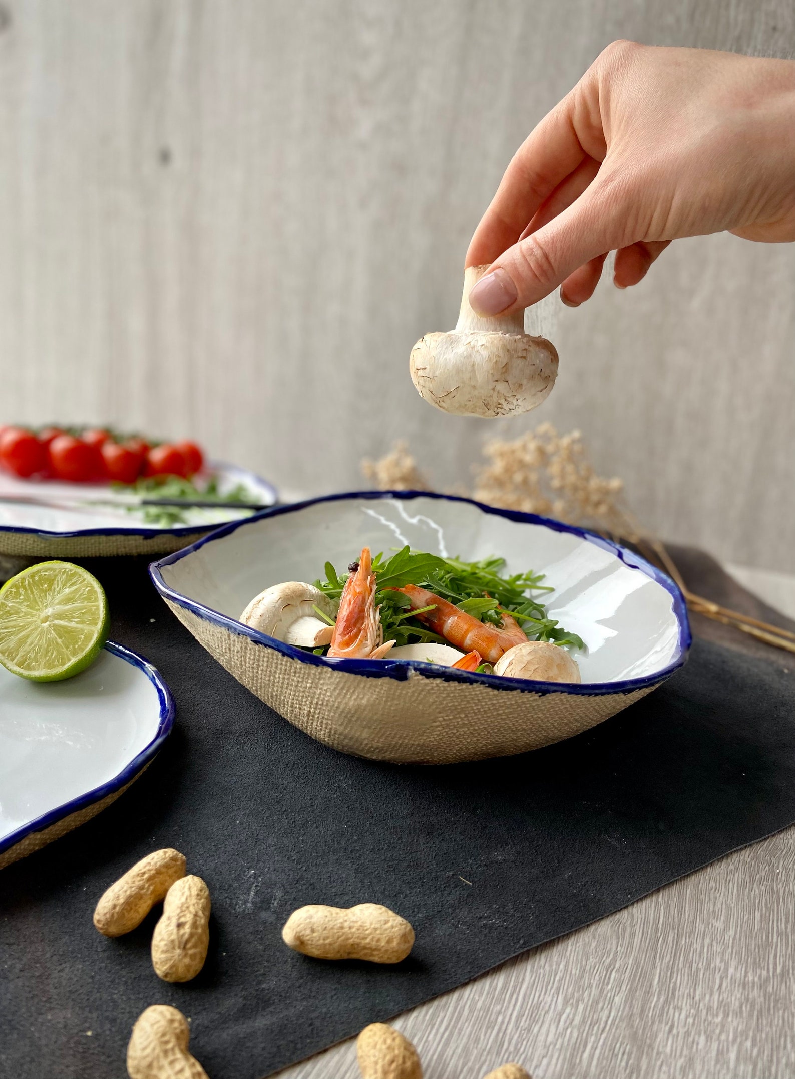 Organic Shaped Ceramic Salad/serving Bowl Sculpted Dinnerware Etsy