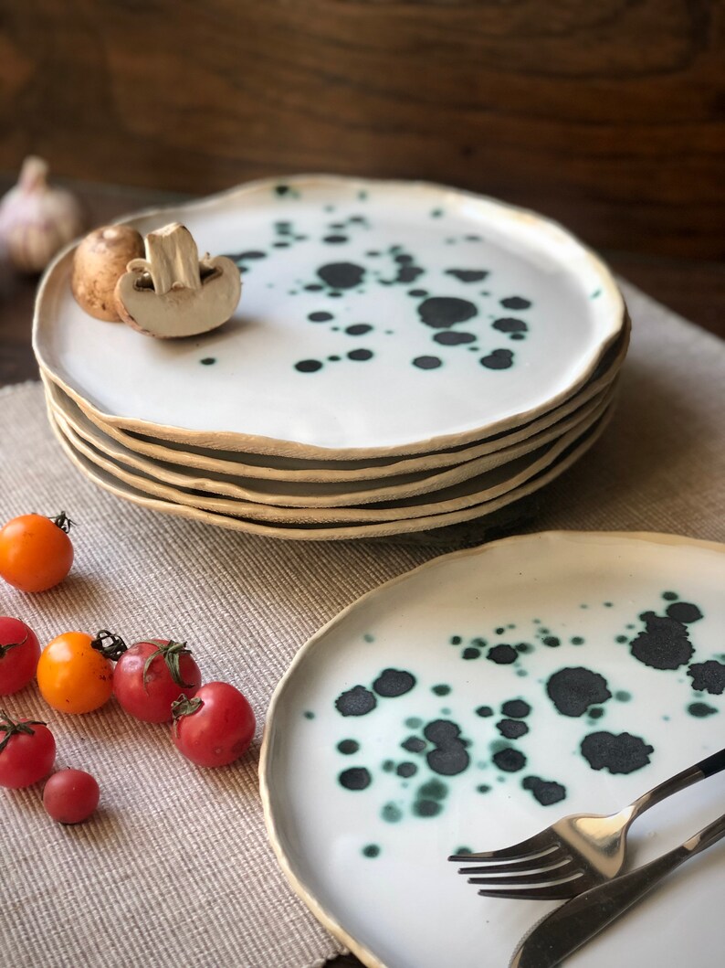 Ceramic Dinnerware Set of Dessert Dinner Plates / Soup Bowl | Etsy