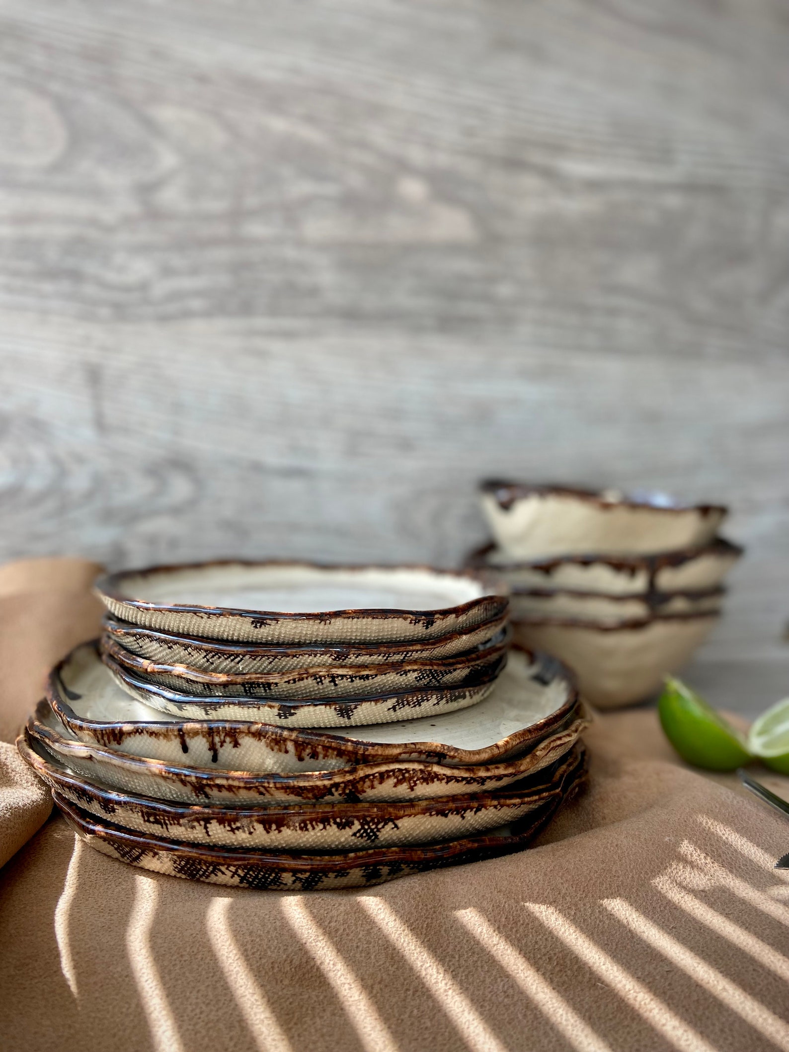 Rustic Dinnerware Set for 4 Person Stoneware Gift Set Dinner - Etsy