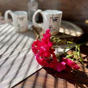 Picasso coffee/tea mug, Ceramic cup, White and blue tableware tea set, Handmade pottery drinkware, Stoneware mug, Modern art by Manya image 7