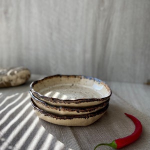 Rustic pasta bowls, Unique stoneware cereal bowl, Pottery dinnerware set, Organic sculpted ramen noodles plate, Modern ceramic Art by Manya image 9