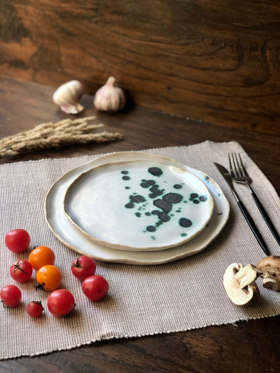 Ceramic Dinnerware Set of Dessert Dinner Plates / Soup Bowl | Etsy