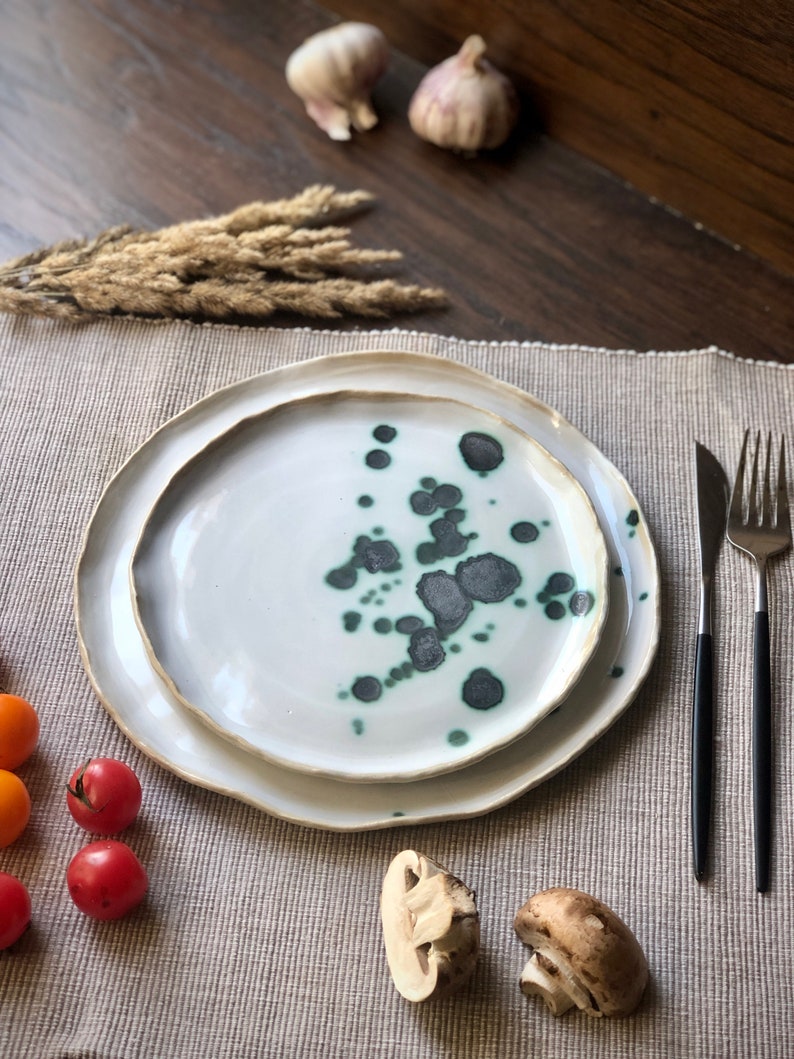 Ceramic Dinnerware Set of Dessert Dinner Plates / Soup Bowl | Etsy