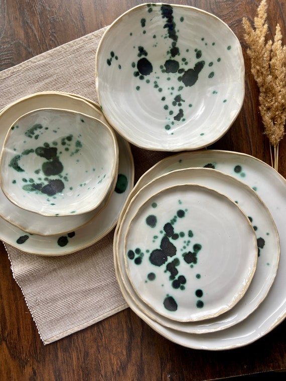 Rustic Dinnerware, Stoneware Dinner Side Snack Plates, Serving Pottery  Tableware, Salad Pasta Soup Bowls, Modern Ceramic Art by Manya 