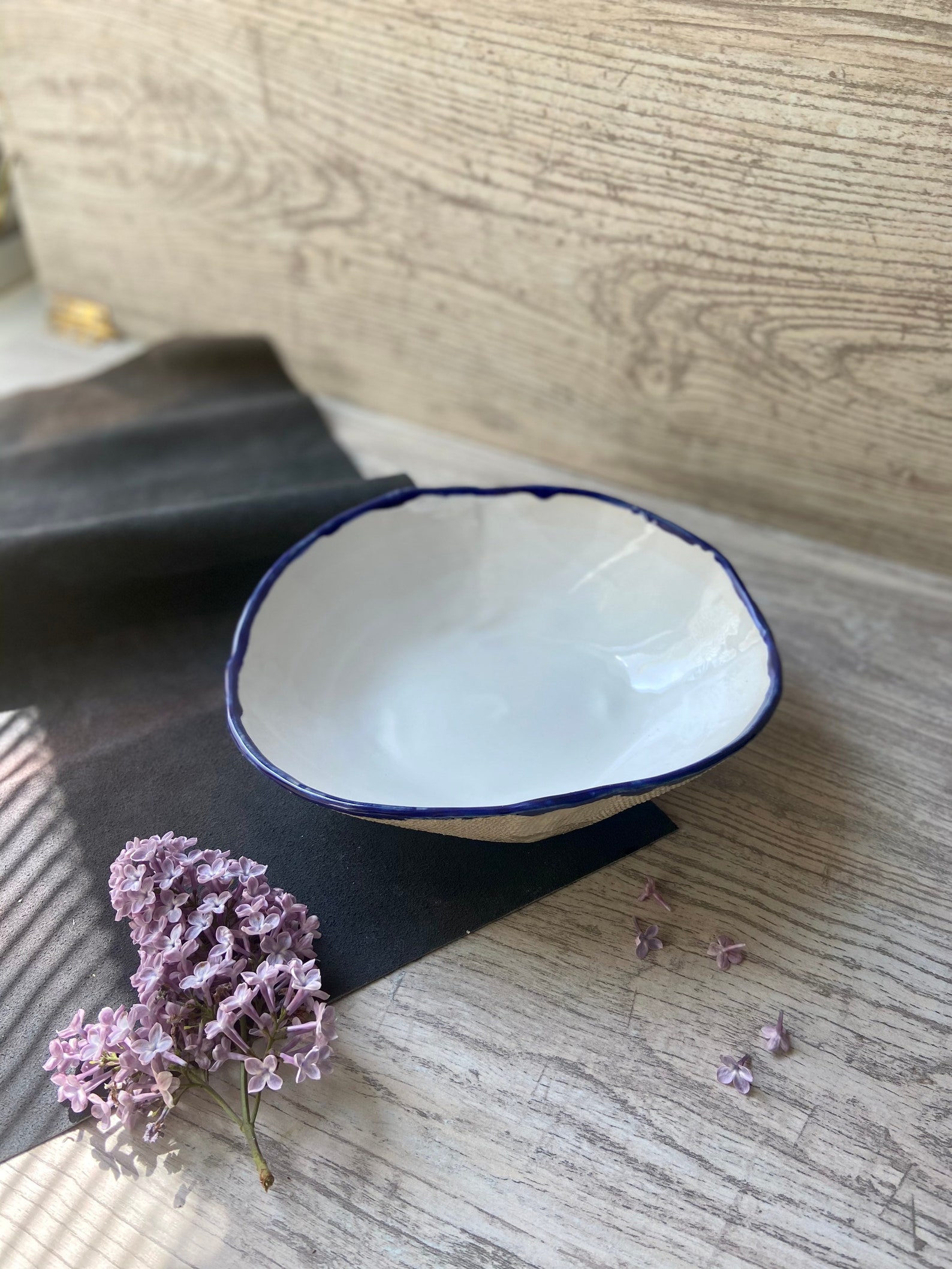 Organic Shaped Ceramic Salad/serving Bowl Sculpted Dinnerware Etsy