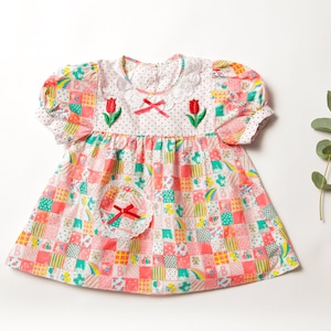 Vintage Babydoll Dress 90s baby clothes cotton summer dress kids wear vintage kid clothes patchwork dress birthday dress 3 - 4 years dress
