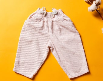 Vintage Kids Pants baby pink corduroy trousers kids wear baby clothing cotton cord pants casual pants 90s kids clothing size 80 9 -12 months