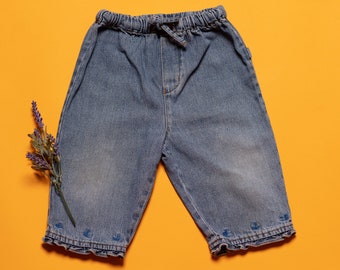 Vintage Kids Jeans mexx kids jeans embroidered denim pants vintage kids wear 90s toddler pants worn in jeans size 74 age 12 months