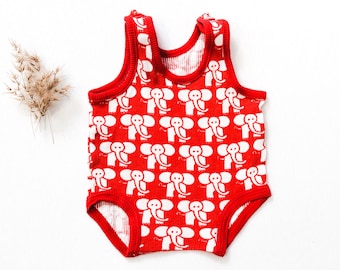 Vintage Baby Clothes age preemie baby wear newborn bodysuit retro kids clothing 70s baby wear red bodysuit elephant onesie