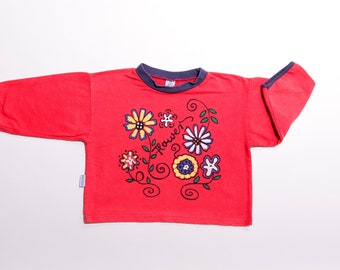 vêtements de bébé vintage âge 1 - 2 ans taille 92 enfants portent des vêtements de bébé sweat imprimé fleur rouge bébé pull vêtements de sport enfant vêtements