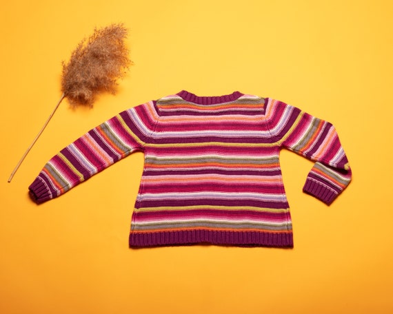 Kids Striped Cardigan vintage cotton blend knitte… - image 3