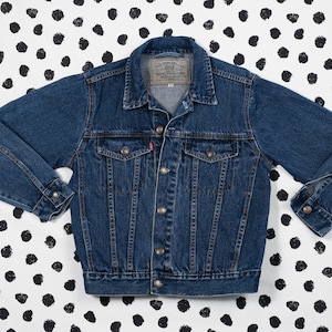 90s Kids Denim Jacket Age 9 -  10 Vintage Big Boys Jean Jacket Blue Dark Wash Unisex Kids Jacket 1980s Children Clothes Kids Gift