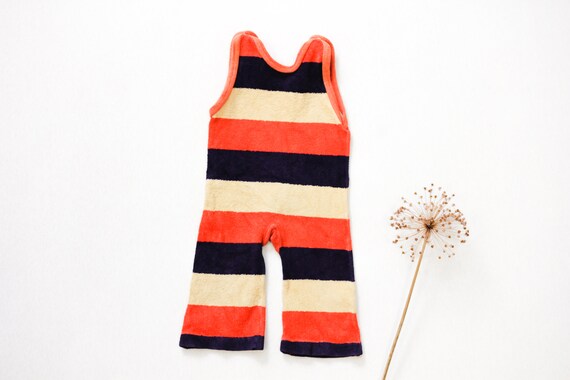 Vintage Red Striped Baseball Bunny Baby Jumpsuit Jumper Overall