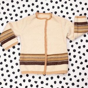 Vintage Hand Knit Girls Cardigan . Age 12 - 13 yrs 70s Wool Cardigan Vintage Kidswear Cozy Knitted Cardigan Boho Teen Girl Clothes