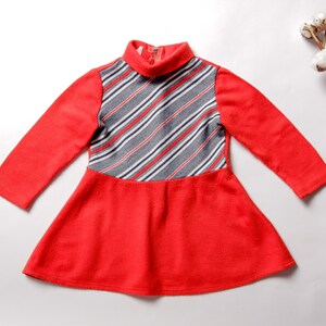 Vintage Girls Dress 70s red retro dress bold boho dress summer dress 70s children clothing kids wear 70s girl dress drop waist girl 4 years