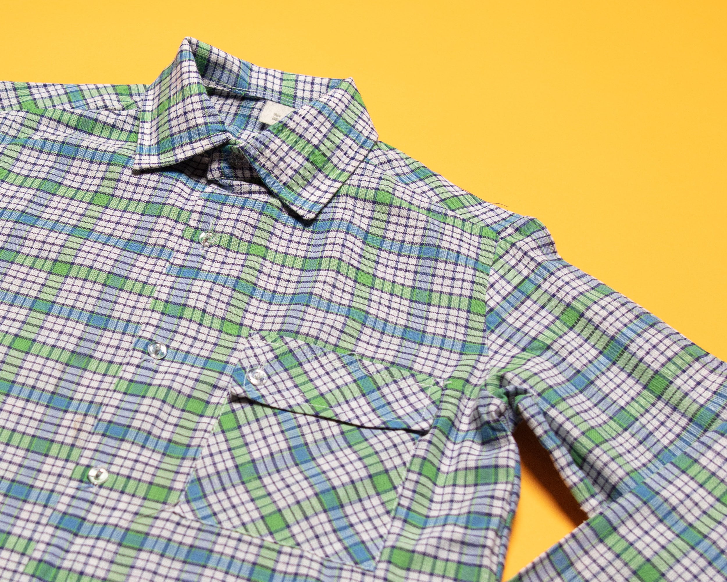 Vintage Plaid Shirt age 12 - 13 blue green lumberjack checked shirt long sleeve shirt teen clothing vintage kids clothes plaid shirt