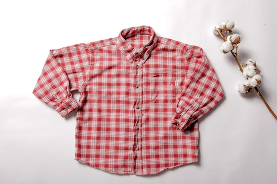 Vintage Boys Shirt age 7 - 8 red lumberjack check… - image 1