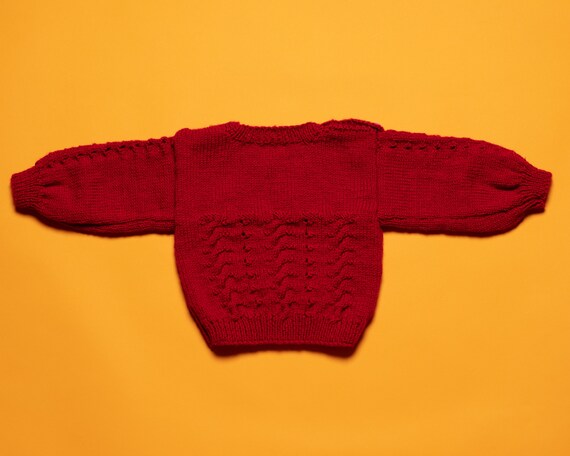 Baby Knit Sweater vintage hand knit button should… - image 2