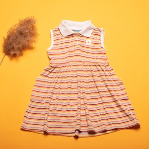 Ropa de bebé vintage, vestido sin mangas a rayas, ropa para niños de 2 a 3 años, ropa para niños, vestido para niñas, vestido babydoll de verano, talla 98