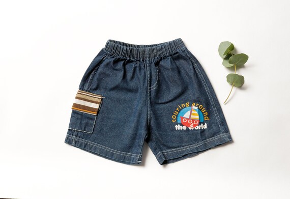 Vintage Boys Denim Shorts age 9 - 12 months kids … - image 1