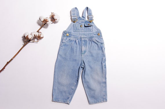 Vintage Baby Clothes light denim dungaree kids we… - image 1