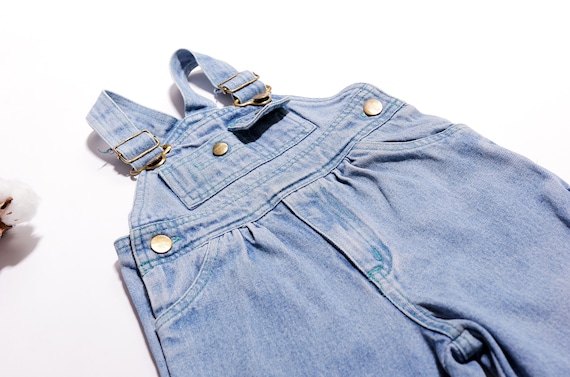 Vintage Baby Clothes light denim dungaree kids we… - image 2