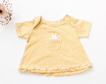 Vintage Baby Kleid Alter 0 - 3 Monate Kinder Kleidung Baby Kleidung Sommerkleid kariertes Shirt Vintage Kleidung 90er Jahre Baby tragen gelbes Kleid Mädchen