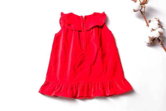 Vintage Baby Dress christmas velvet red dress bab… - image 3