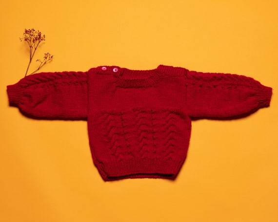 Baby Knit Sweater vintage hand knit button should… - image 1