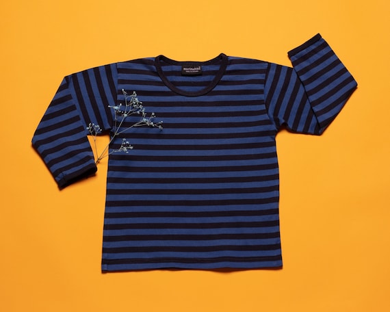 MARIMEKKO Kids Tee vintage striped blue jersey to… - image 1